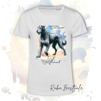 T-Shirt BEHAVIOR - IRISH WOLFHOUND Grigio - Standard FCI - 100% Cotone, Bianca, Uomo o Donna - dalla XS alla 5XL