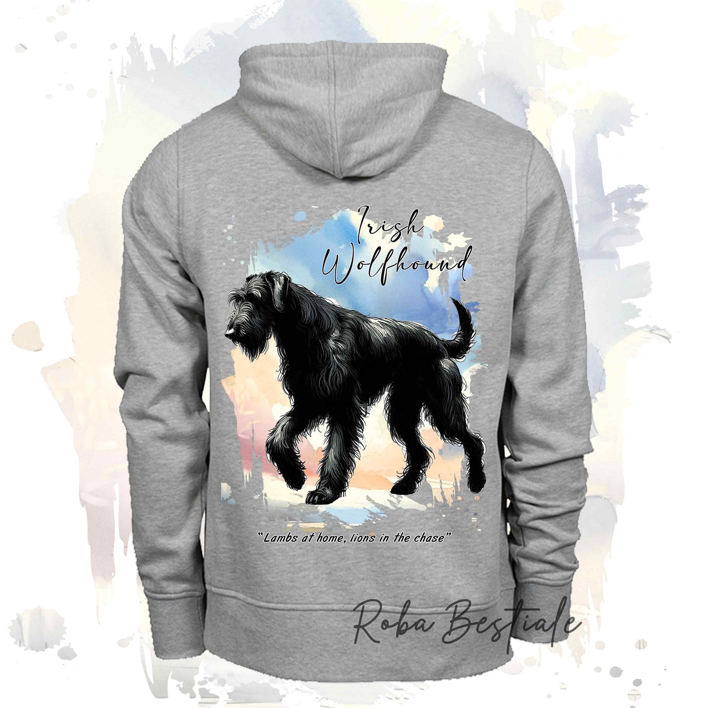Felpa BEHAVIOR - IRISH WOLFHOUND Nero - Standard FCI - Unisex - Grigia - dalla XS alla 3XL