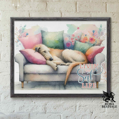 Quadretto SOFT LIFE - IRISH WOLFHOUND Rosso - Con cornice in legno, formato A4