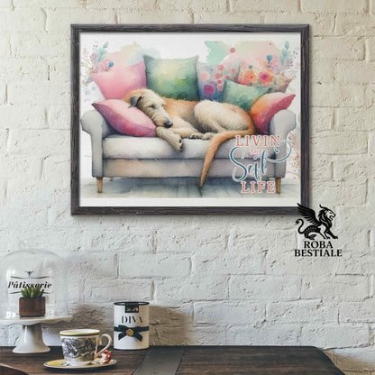 Quadretto SOFT LIFE - IRISH WOLFHOUND Rosso - Con cornice in legno, formato A4