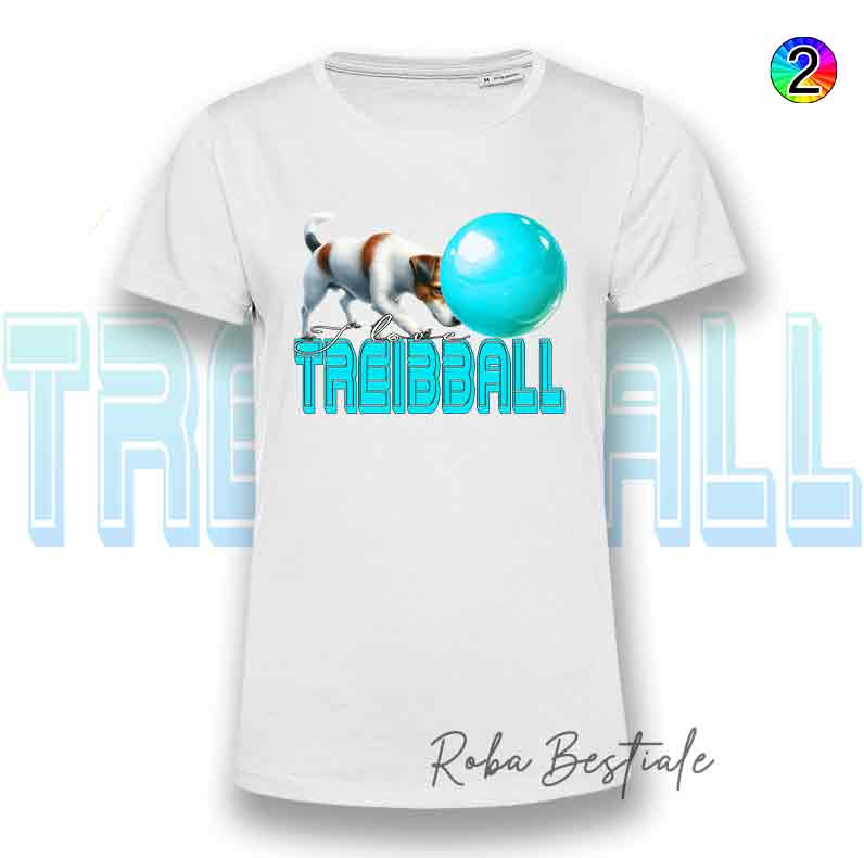 T-Shirt I LOVE TREIBBALL - JACK RUSSELL TERRIER - Scritta in due colori a scelta - dalla XS alla 5XL