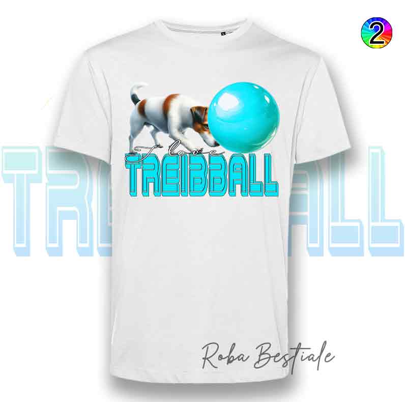 T-Shirt I LOVE TREIBBALL - JACK RUSSELL TERRIER - Scritta in due colori a scelta - dalla XS alla 5XL