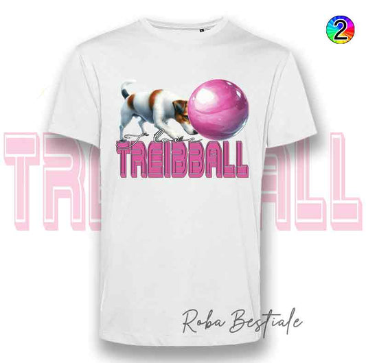 T-Shirt I LOVE TREIBBALL - JACK RUSSELL TERRIER - Scritta in due colori a scelta - dalla XS alla 5XL