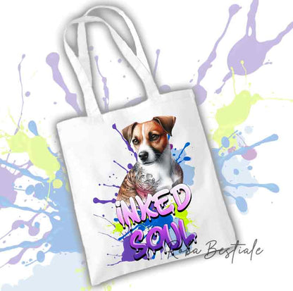 Tote Bag JACK RUSSELL TERRIER Bianco Fulvo - Collezione Inked Soul