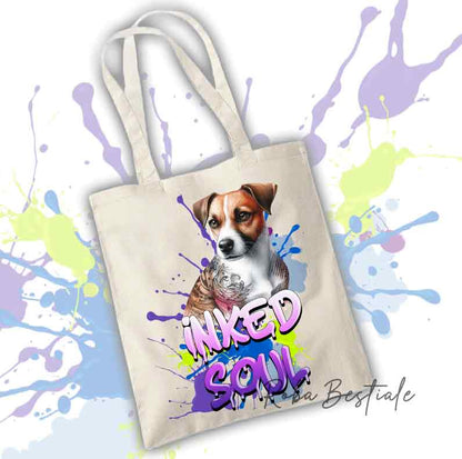 Tote Bag JACK RUSSELL TERRIER Bianco Fulvo - Collezione Inked Soul