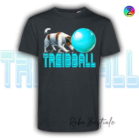 T-Shirt Nera I LOVE TREIBBALL - JACK RUSSELL TERRIER - Scritta in due colori a scelta - dalla XS alla 5XL