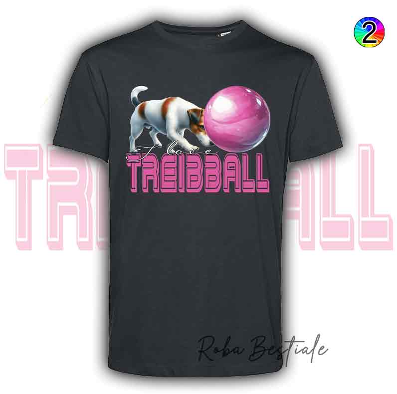 T-Shirt Nera I LOVE TREIBBALL - JACK RUSSELL TERRIER - Scritta in due colori a scelta - dalla XS alla 5XL