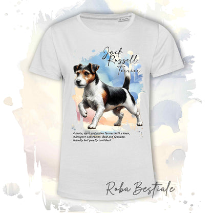 T-Shirt BEHAVIOR - JACK RUSSELL TERRIER BROKEN Tricolor - Standard FCI - 100% Cotone, Bianca, Uomo o Donna - dalla XS alla 5XL