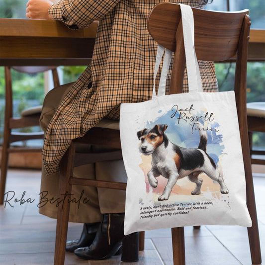 Shopper BEHAVIOR - JACK RUSSELL TERRIER BROKEN Tricolor - Standard FCI - Diversi colori disponibili, 100% Cotone
