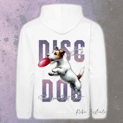 Felpa APTITUDE - DISC DOG - JACK RUSSELL TERRIER Broken - Con Cappuccio e Tasconi, Unisex, in tanti colori - dalla XS alla 5XL
