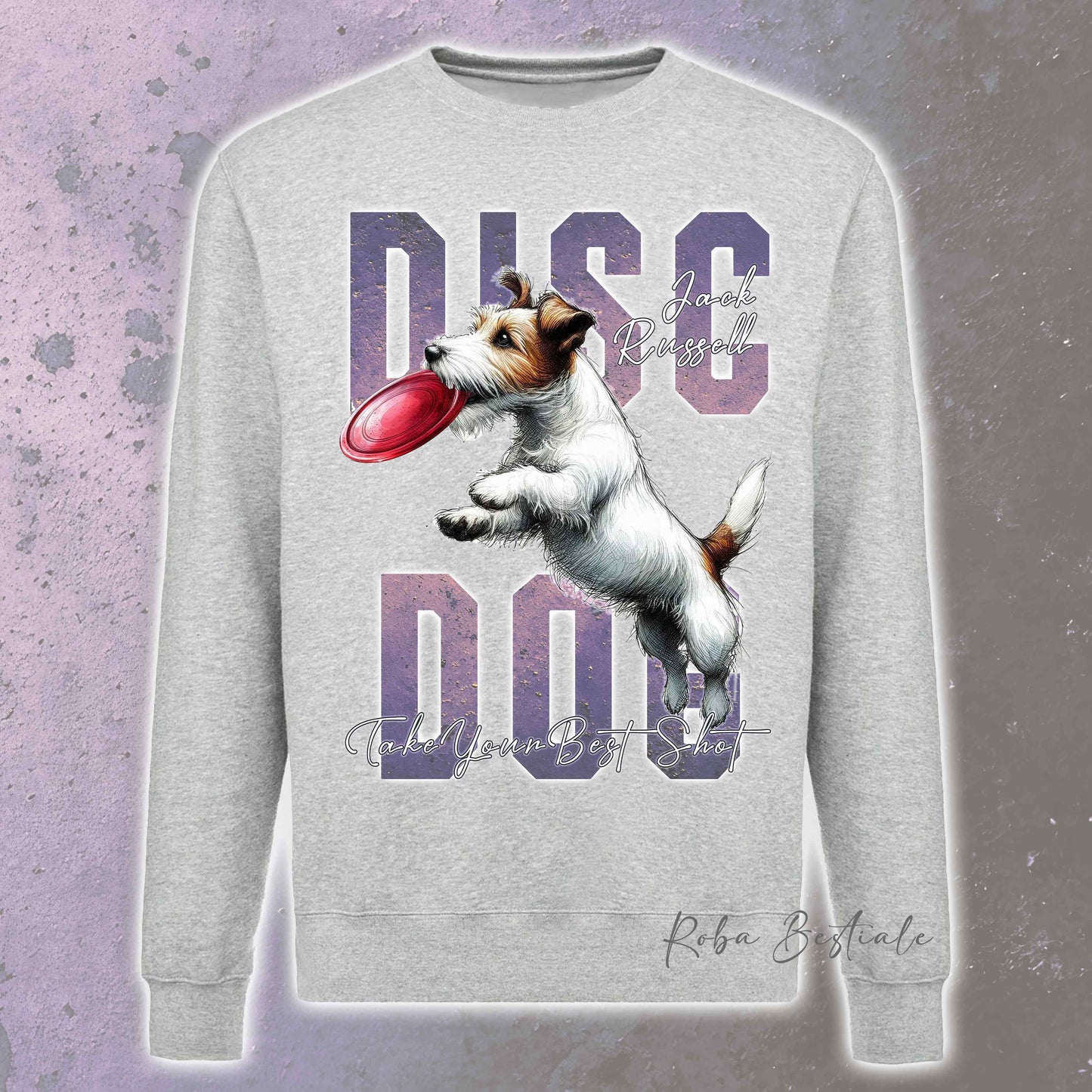 Felpa Invernale APTITUDE - DISC DOG - JACK RUSSELL TERRIER Broken - Girocollo, Unisex, in tanti colori! - dalla XS alla 3XL