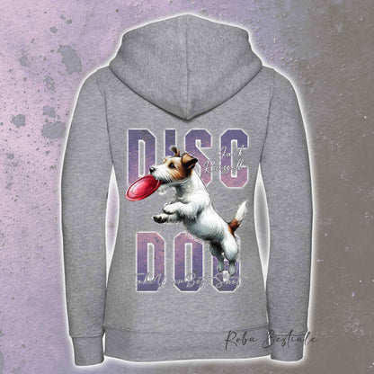 Felpa APTITUDE - DISC DOG - JACK RUSSELL TERRIER Broken - Con Cappuccio e Full Zip, Uomo o Donna, in tanti colori - dalla XS alla 5XL