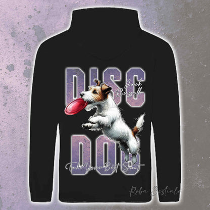 Felpa APTITUDE - DISC DOG - JACK RUSSELL TERRIER Broken - Con Cappuccio e Tasconi, Unisex, in tanti colori - dalla XS alla 5XL