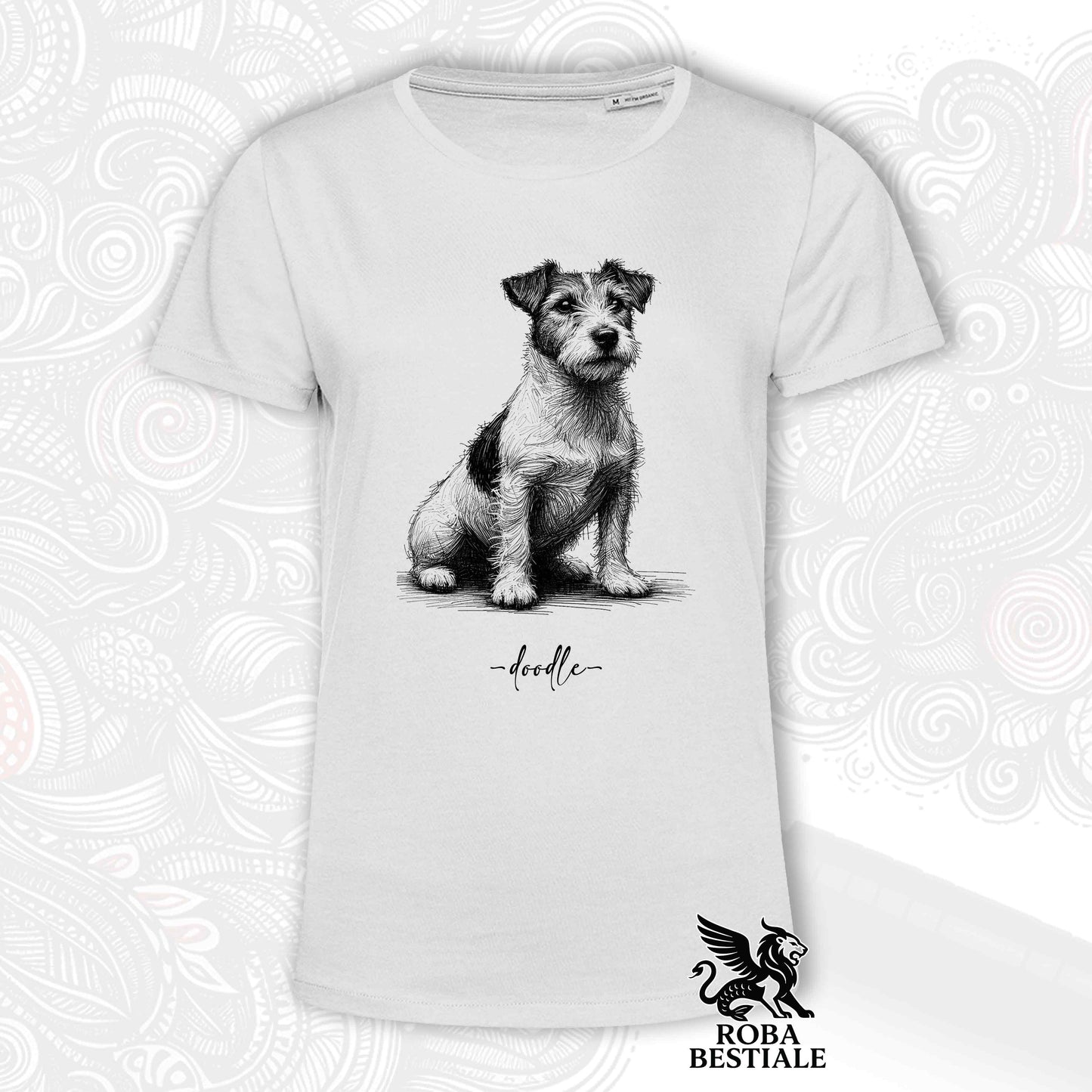 DOODLE T-Shirt - JACK RUSSELL TERRIER Broken - White or Beige, Men's or Women's - from XS to 5XL