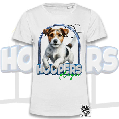 T-Shirt HOOPERS Player - JACK RUSSELL TERRIER Broken - Bianca o Beige, da Uomo o da Donna - dalla XS alla 5XL