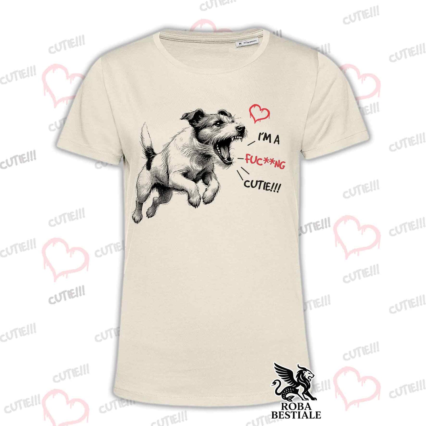 CUTIE T-Shirt - JACK RUSSELL TERRIER Broken - White or Beige, for Men or Women - from XS to 5XL