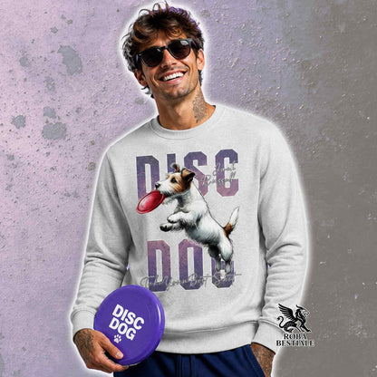 Felpa Invernale APTITUDE - DISC DOG - JACK RUSSELL TERRIER Broken Bianco Fulvo - Girocollo, Unisex, colore a scelta - dalla XS alla 3XL
