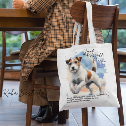 Shopper BEHAVIOR - JACK RUSSELL TERRIER a Pelo RUVIDO Bianco Fulvo - Standard FCI - Diversi colori disponibili, 100% Cotone