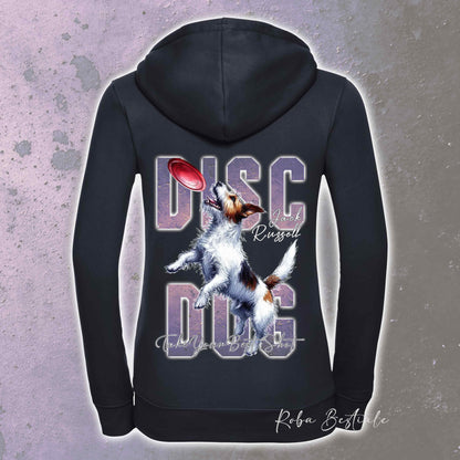 Felpa APTITUDE - DISC DOG - JACK RUSSELL TERRIER Rough - Con Cappuccio e Full Zip, Uomo o Donna, in tanti colori - dalla XS alla 5XL