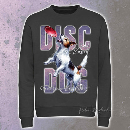 Felpa Invernale APTITUDE - DISC DOG - JACK RUSSELL TERRIER Rough - Girocollo, Unisex, in tanti colori! - dalla XS alla 3XL