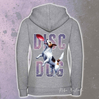 Felpa APTITUDE - DISC DOG - JACK RUSSELL TERRIER Rough - Con Cappuccio e Full Zip, Uomo o Donna, in tanti colori - dalla XS alla 5XL