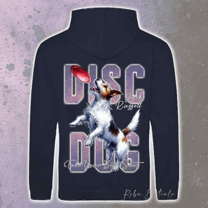 Felpa APTITUDE - DISC DOG - JACK RUSSELL TERRIER Rough - Con Cappuccio e Tasconi, Unisex, in tanti colori - dalla XS alla 5XL