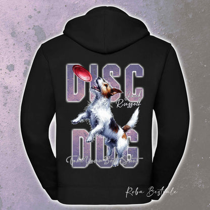 Felpa APTITUDE - DISC DOG - JACK RUSSELL TERRIER Rough - Con Cappuccio e Full Zip, Uomo o Donna, in tanti colori - dalla XS alla 5XL