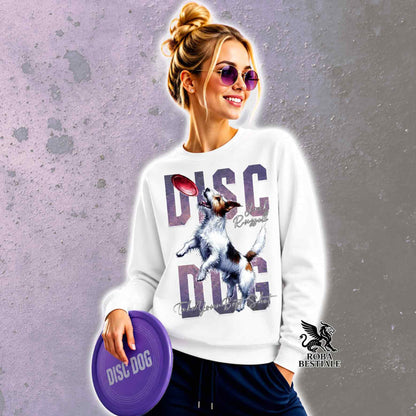 Winter Sweatshirt APTITUDE - DISC DOG - JACK RUSSELL TERRIER Rough Tricolor - Crew Neck, Unisex, color of your choice - from XS to 3XL