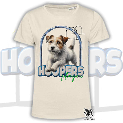 T-Shirt HOOPERS Player - JACK RUSSELL TERRIER a Pelo Ruvido - Bianca o Beige, da Uomo o da Donna - dalla XS alla 5XL