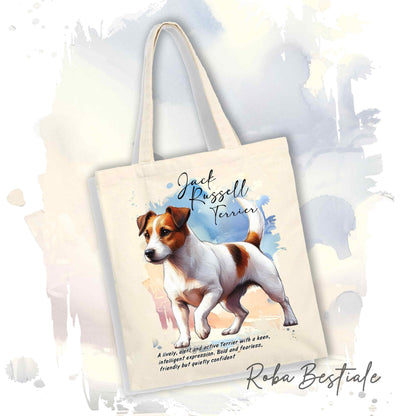 Shopper BEHAVIOR - JACK RUSSELL TERRIER SMOOTH Bianco Fulvo - Standard FCI - Diversi colori disponibili, 100% Cotone
