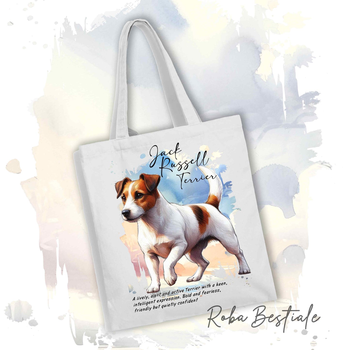 Shopper BEHAVIOR - JACK RUSSELL TERRIER SMOOTH Bianco Fulvo - Standard FCI - Diversi colori disponibili, 100% Cotone