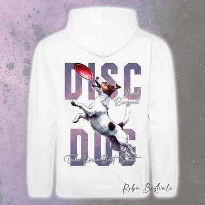 Felpa APTITUDE - DISC DOG - JACK RUSSELL TERRIER Smooth - Con Cappuccio e Tasconi, Unisex, in tanti colori - dalla XS alla 5XL