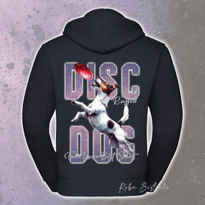 Felpa APTITUDE - DISC DOG - JACK RUSSELL TERRIER Smooth - Con Cappuccio e Full Zip, Uomo o Donna, in tanti colori - dalla XS alla 5XL