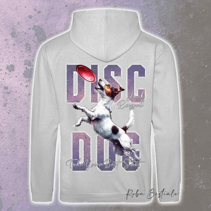 Felpa APTITUDE - DISC DOG - JACK RUSSELL TERRIER Smooth - Con Cappuccio e Tasconi, Unisex, in tanti colori - dalla XS alla 5XL