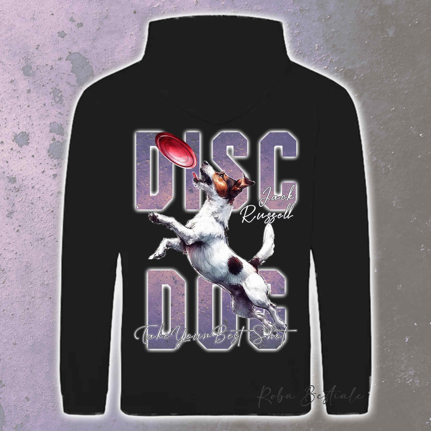 Felpa APTITUDE - DISC DOG - JACK RUSSELL TERRIER Smooth - Con Cappuccio e Tasconi, Unisex, in tanti colori - dalla XS alla 5XL