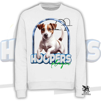 Felpa HOOPERS Player - JACK RUSSELL TERRIER Smooth - Girocollo, Unisex - Bianca o Beige - dalla XS alla 3XL