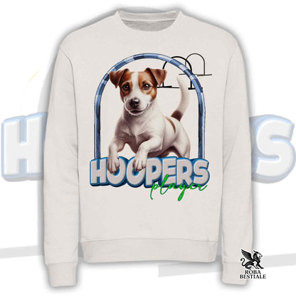 Felpa HOOPERS Player - JACK RUSSELL TERRIER Smooth - Girocollo, Unisex - Bianca o Beige - dalla XS alla 3XL