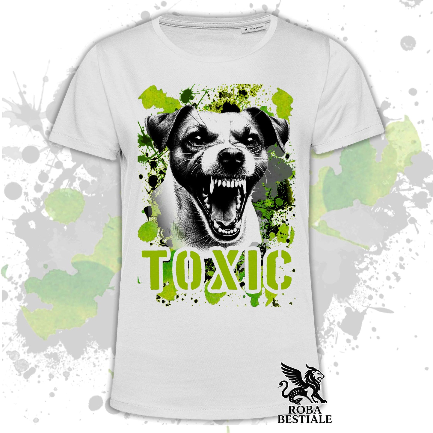 T-Shirt TOXIC - JACK RUSSELL TERRIER Smooth - Bianca o Beige, da Uomo o da Donna - dalla XS alla 5XL