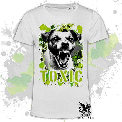 T-Shirt TOXIC - JACK RUSSELL TERRIER Smooth - Bianca o Beige, da Uomo o da Donna - dalla XS alla 5XL