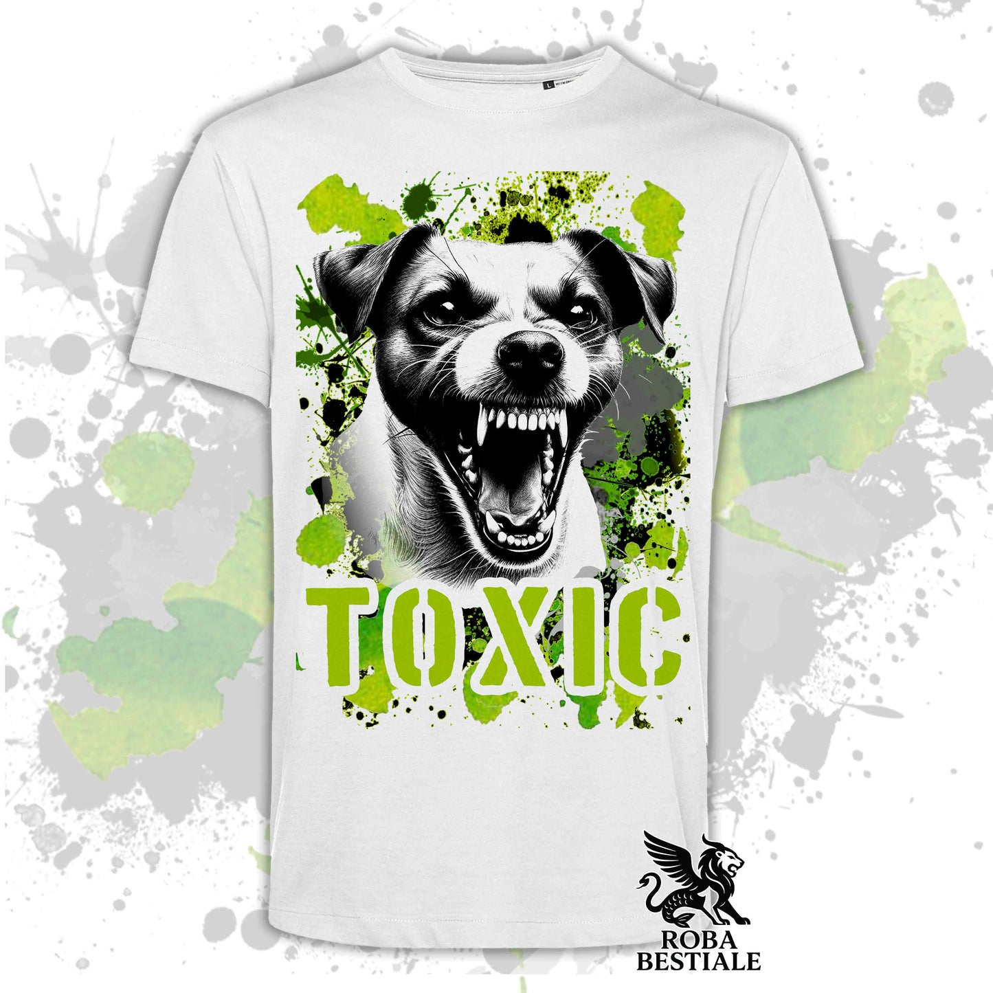 T-Shirt TOXIC - JACK RUSSELL TERRIER Smooth - Bianca o Beige, da Uomo o da Donna - dalla XS alla 5XL