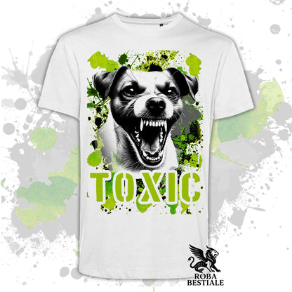 T-Shirt TOXIC - JACK RUSSELL TERRIER Smooth - Bianca o Beige, da Uomo o da Donna - dalla XS alla 5XL