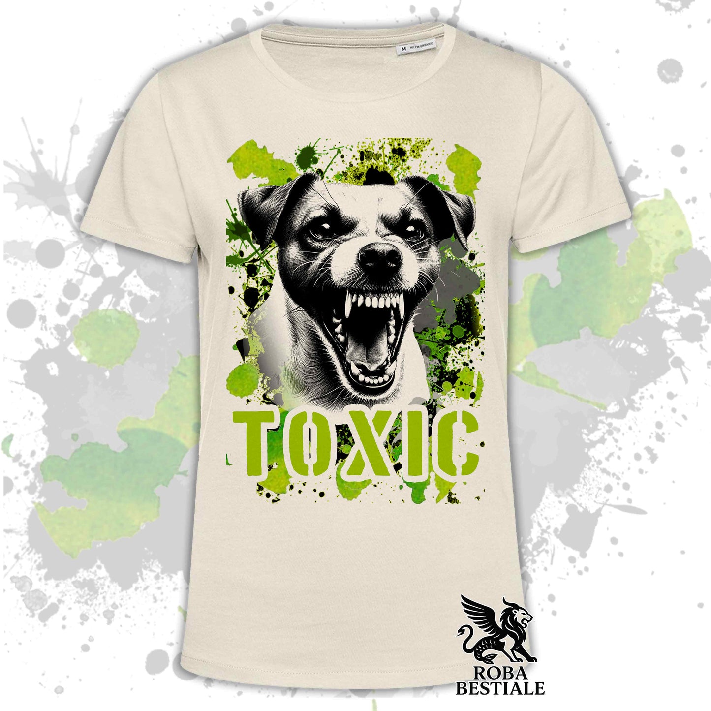 T-Shirt TOXIC - JACK RUSSELL TERRIER Smooth - Bianca o Beige, da Uomo o da Donna - dalla XS alla 5XL