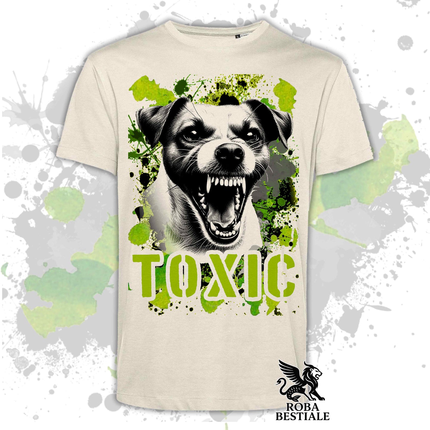 T-Shirt TOXIC - JACK RUSSELL TERRIER Smooth - Bianca o Beige, da Uomo o da Donna - dalla XS alla 5XL