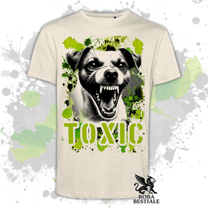 T-Shirt TOXIC - JACK RUSSELL TERRIER Smooth - Bianca o Beige, da Uomo o da Donna - dalla XS alla 5XL