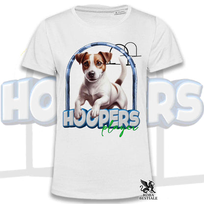 T-Shirt HOOPERS Player - JACK RUSSELL TERRIER Smooth - Bianca o Beige, da Uomo o da Donna - dalla XS alla 5XL