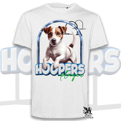 T-Shirt HOOPERS Player - JACK RUSSELL TERRIER Smooth - Bianca o Beige, da Uomo o da Donna - dalla XS alla 5XL