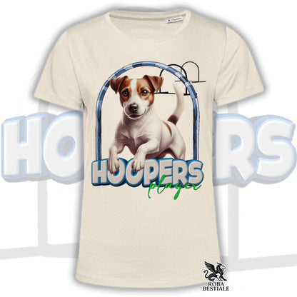 T-Shirt HOOPERS Player - JACK RUSSELL TERRIER Smooth - Bianca o Beige, da Uomo o da Donna - dalla XS alla 5XL
