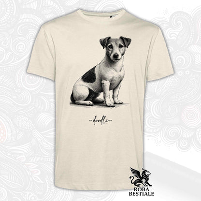 T-Shirt DOODLE - JACK RUSSELL TERRIER Smooth - Bianca o Beige, da Uomo o da Donna - dalla XS alla 5XL