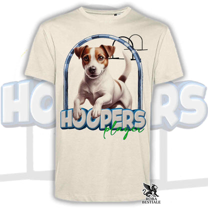 T-Shirt HOOPERS Player - JACK RUSSELL TERRIER Smooth - Bianca o Beige, da Uomo o da Donna - dalla XS alla 5XL