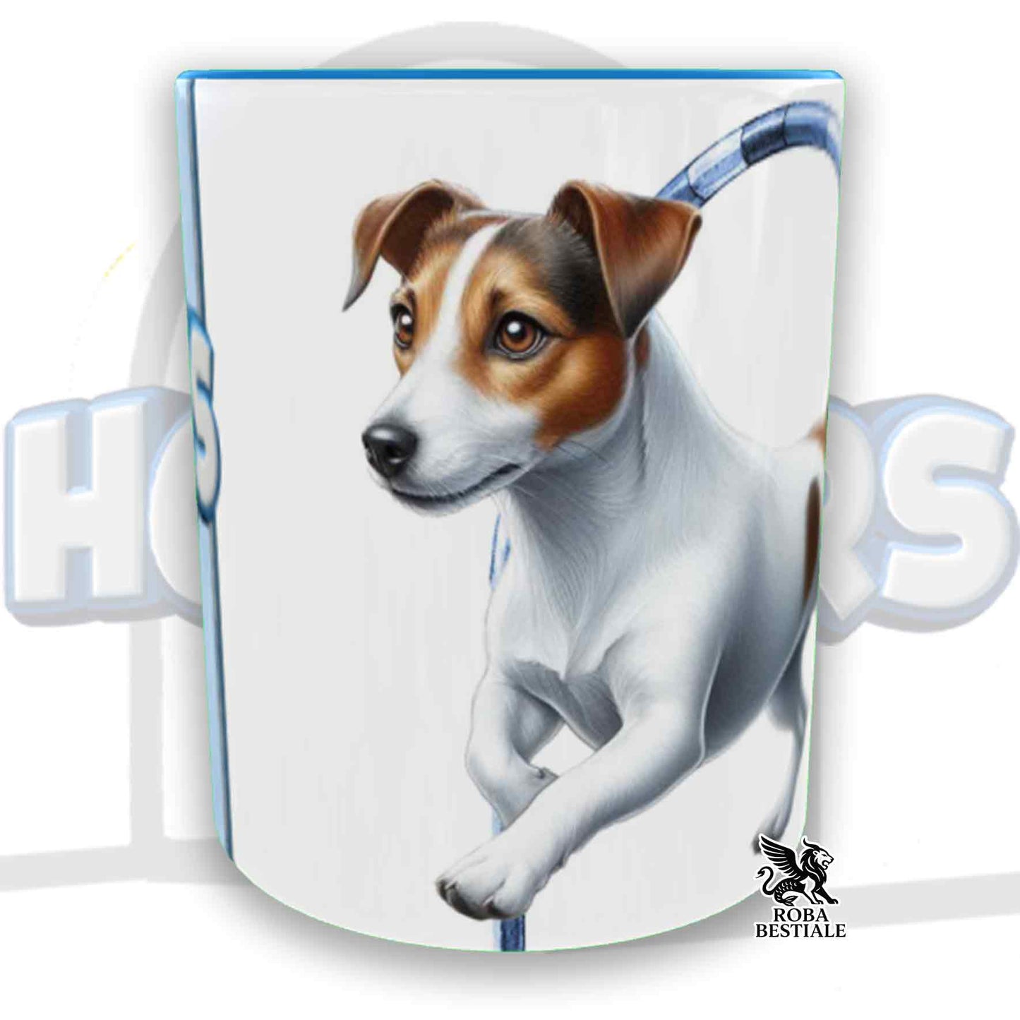 Tazza HOOPERS Player - JACK RUSSELL TERRIER Smooth - In Ceramica, con manico e interno colorato - 330 ml